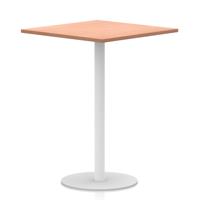 Italia 1000mm Poseur Square Table Beech Top 1145mm High White Leg