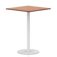 Italia 1000mm Poseur Square Table Walnut Top 1145mm High White Leg
