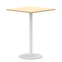 Italia 1000mm Poseur Square Table Maple Top 1145mm High White Leg