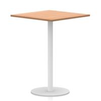 Italia 1000mm Poseur Square Table Oak Top 1145mm High White Leg
