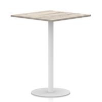 Italia 1000mm Poseur Square Table Grey Oak Top 1145mm High White Leg