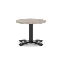 Italia 600mm Round Coffee Table Grey Oak Top 495mm High Black Leg Cross Base