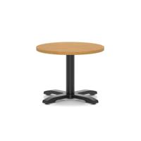 Italia 600mm Round Coffee Table Oak Top 495mm High Black Leg Cross Base