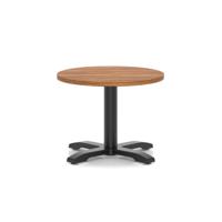 Italia 600mm Round Coffee Table Walnut Top 495mm High Black Leg Cross Base