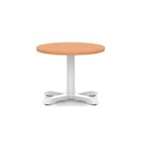 Italia 600mm Round Coffee Table Beech Top 495mm High White Leg Cross Base