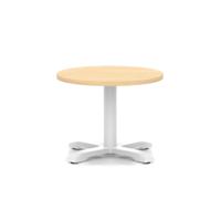 Italia 600mm Round Coffee Table Maple Top 495mm High White Leg Cross Base