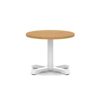 Italia 600mm Round Coffee Table Oak Top 495mm High White Leg Cross Base