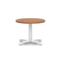 Italia 600mm Round Coffee Table Walnut Top 495mm High White Leg Cross Base