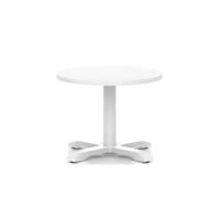 Italia 600mm Round Coffee Table White Top 495mm High White Leg Cross Base