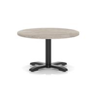 Italia 800mm Round Coffee Table Grey Oak Top 495mm High Black Leg Cross Base