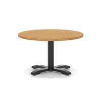 Italia 800mm Round Coffee Table Oak Top 495mm High Black Leg Cross Base