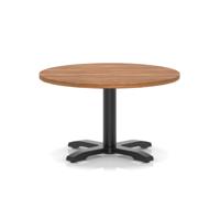 Italia 800mm Round Coffee Table Walnut Top 495mm High Black Leg Cross Base