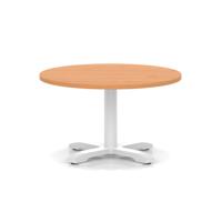 Italia 800mm Round Coffee Table Beech Top 495mm High White Leg Cross Base