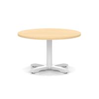 Italia 800mm Round Coffee Table Maple Top 495mm High White Leg Cross Base