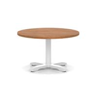 Italia 800mm Round Coffee Table Walnut Top 495mm High White Leg Cross Base