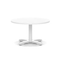 Italia 800mm Round Coffee Table White Top 495mm High White Leg Cross Base