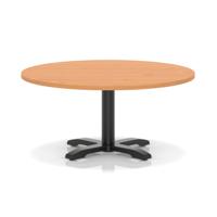 Italia 1000mm Round Coffee Table Beech Top 495mm High Black Leg Cross Base