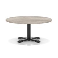 Italia 1000mm Round Coffee Table Grey Oak Top 495mm High Black Leg Cross Base