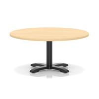 Italia 1000mm Round Coffee Table Maple Top 495mm High Black Leg Cross Base