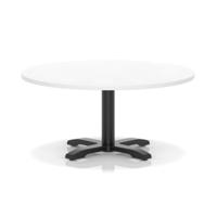 Italia 1000mm Round Coffee Table White Top 495mm High Black Leg Cross Base
