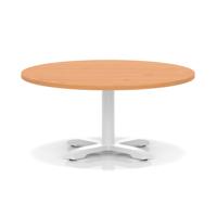Italia 1000mm Round Coffee Table Beech Top 495mm High White Leg Cross Base