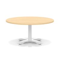 Italia 1000mm Round Coffee Table Maple Top 495mm High White Leg Cross Base