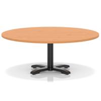 Italia 1200mm Round Coffee Table Beech Top 495mm High Black Leg Cross Base