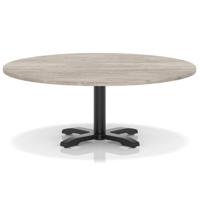 Italia 1200mm Round Coffee Table Grey Oak Top 495mm High Black Leg Cross Base