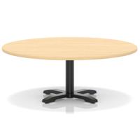 Italia 1200mm Round Coffee Table Maple Top 495mm High Black Leg Cross Base