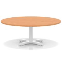 Italia 1200mm Round Coffee Table Beech Top 495mm High White Leg Cross Base