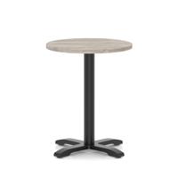 Italia 600mm Poseur Round Table Grey Oak Top 750mm High Black Leg Cross Base