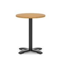 Italia 600mm Poseur Round Table Oak Top 750mm High Black Leg Cross Base