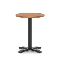 Italia 600mm Poseur Round Table Walnut Top 750mm High Black Leg Cross Base