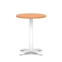 Italia 600mm Poseur Round Table Beech Top 750mm High White Leg Cross Base