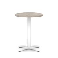 Italia 600mm Poseur Round Table Grey Oak Top 750mm High White Leg Cross Base