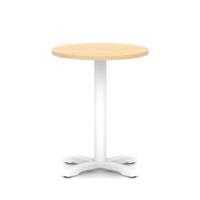 Italia 600mm Poseur Round Table Maple Top 750mm High White Leg Cross Base