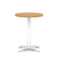Italia 600mm Poseur Round Table Oak Top 750mm High White Leg Cross Base