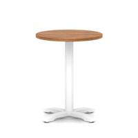 Italia 600mm Poseur Round Table Walnut Top 750mm High White Leg Cross Base