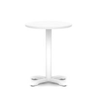 Italia 600mm Poseur Round Table White Top 750mm High White Leg Cross Base