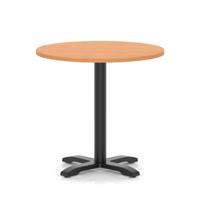 Italia 800mm Poseur Round Table Beech Top 750mm High Black Leg Cross Base