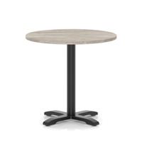 Italia 800mm Poseur Round Table Grey Oak Top 750mm High Black Leg Cross Base