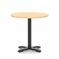 Italia 800mm Poseur Round Table Maple Top 750mm High Black Leg Cross Base