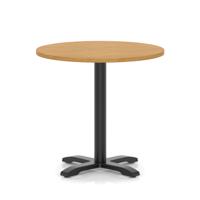 Italia 800mm Poseur Round Table Oak Top 750mm High Black Leg Cross Base