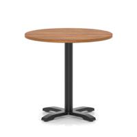 Italia 800mm Poseur Round Table Walnut Top 750mm High Black Leg Cross Base