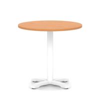 Italia 800mm Poseur Round Table Beech Top 750mm High White Leg Cross Base