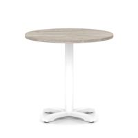 Italia 800mm Poseur Round Table Grey Oak Top 750mm High White Leg Cross Base