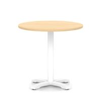 Italia 800mm Poseur Round Table Maple Top 750mm High White Leg Cross Base