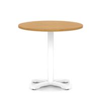 Italia 800mm Poseur Round Table Oak Top 750mm High White Leg Cross Base