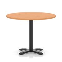 Italia 1000mm Poseur Round Table Beech Top 750mm High Black Leg Cross Base