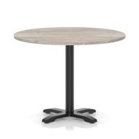 Italia 1000mm Poseur Round Table Grey Oak Top 750mm High Black Leg Cross Base